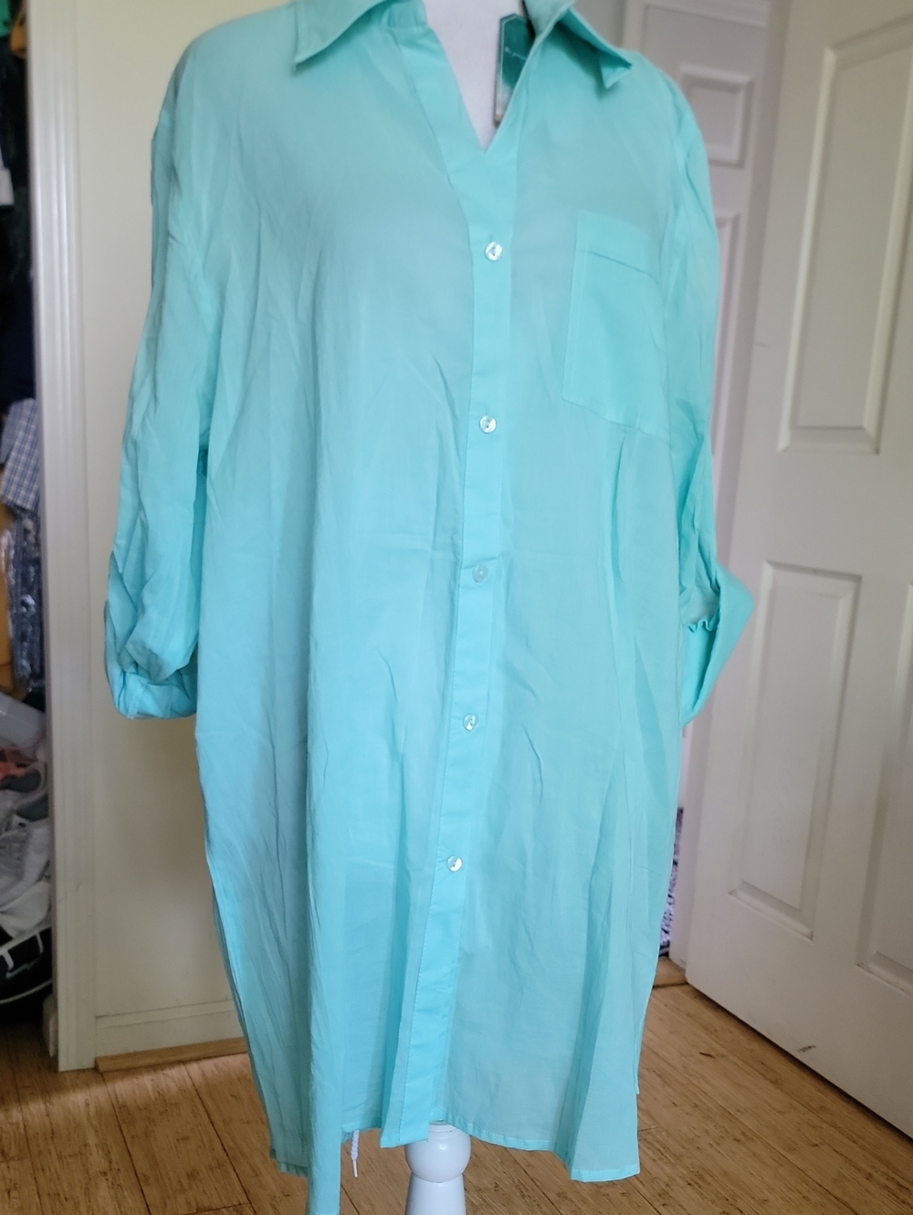 Light Aqua Button-Down Shirt